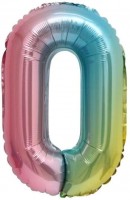 Фольгированный шар 16" Цифра 0 Радужный - Многошароff: товары для праздника и воздушные шары оптом