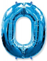 Фольгированный шар 40" Цифра 0 Синяя - Многошароff: товары для праздника и воздушные шары оптом