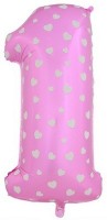 Фольгированный шар 40" Цифра 1 Розовая ВП - Многошароff: товары для праздника и воздушные шары оптом