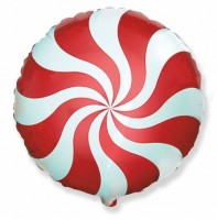 Фольгированный Круг 18" Леденец, красный FM - Многошароff: товары для праздника и воздушные шары оптом