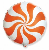 Фольгированный Круг 18" Леденец, оранжевый  - Многошароff: товары для праздника и воздушные шары оптом