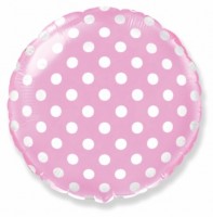 Фольгированный Круг 18" Точки, розовый FM - Многошароff: товары для праздника и воздушные шары оптом