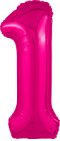 Фольгированный шар 102см Цифра 1 Slim фуксия Agura - Многошароff: товары для праздника и воздушные шары оптом