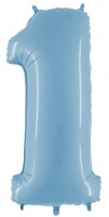 Фольгированный шар 40" Цифра 1 Голубая FM - Многошароff: товары для праздника и воздушные шары оптом