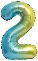 Фольгированный шар 16" Цифра 2 Радужный - Многошароff: товары для праздника и воздушные шары оптом