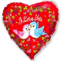 Фигура 18" Сердце влюбленные птички - Многошароff: товары для праздника и воздушные шары оптом