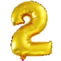 Фольгированный шар 16" Цифра 2 Золото - Многошароff: товары для праздника и воздушные шары оптом