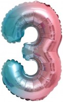 Фольгированный шар 16" Цифра 3 Радужный - Многошароff: товары для праздника и воздушные шары оптом