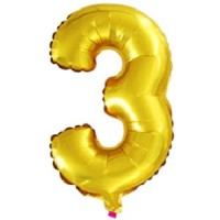 Фольгированный шар 16" Цифра 3 Золото - Многошароff: товары для праздника и воздушные шары оптом