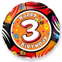 Фигура 18" Круг С днем рождения цифра 3 FM - Многошароff: товары для праздника и воздушные шары оптом