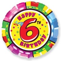 Фигура 18" Круг С днем рождения цифра 6 FM - Многошароff: товары для праздника и воздушные шары оптом