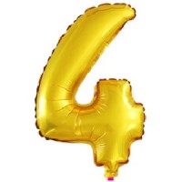 Фольгированный шар 16" Цифра 4 Золото - Многошароff: товары для праздника и воздушные шары оптом