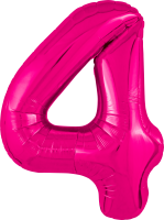 Фольгированный шар 102см Цифра 4 Slim Фуксия Agura - Многошароff: товары для праздника и воздушные шары оптом
