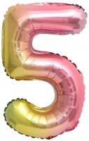 Фольгированный шар 16" Цифра 5 Радужный - Многошароff: товары для праздника и воздушные шары оптом