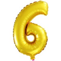 Фольгированный шар 16" Цифра 6 Золото - Многошароff: товары для праздника и воздушные шары оптом