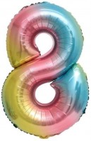 Фольгированный шар 16" Цифра 8 Радужный - Многошароff: товары для праздника и воздушные шары оптом