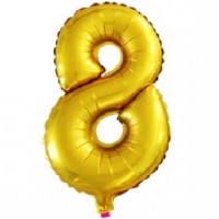 Фольгированный шар 16" Цифра 8 Золото - Многошароff: товары для праздника и воздушные шары оптом