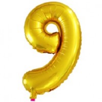 Фольгированный шар 16" Цифра 9 Золото - Многошароff: товары для праздника и воздушные шары оптом
