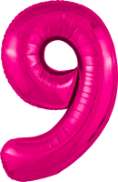 Фольгированный шар 102см Цифра 9 Slim Фуксия Agura - Многошароff: товары для праздника и воздушные шары оптом