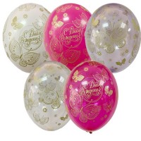 Воздушные шары С ДР Бабочки с 5ст рис 14"пастель Б - Многошароff: товары для праздника и воздушные шары оптом