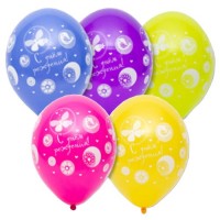 Воздушные шары с 4ст рис 14" пастель С ДР Цветы и птицы Б - Многошароff: товары для праздника и воздушные шары оптом