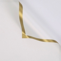 Пленка матовая в листах 58*58см.Белый,с золотой каймой  - Многошароff: товары для праздника и воздушные шары оптом