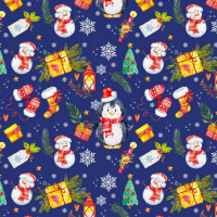 Бумага новогодняя 1*70см Снеговики и Пингвины - Многошароff: товары для праздника и воздушные шары оптом