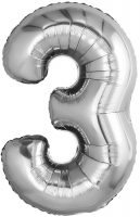 Цифра фольг. 81см Серебро 3 Agura - Многошароff: товары для праздника и воздушные шары оптом