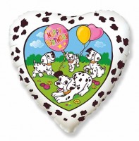 Фигура 18" Сердце НВ Далматинцы на белом 201686 - Многошароff: товары для праздника и воздушные шары оптом