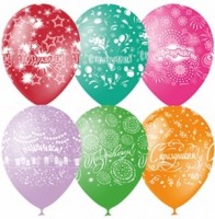 Воздушные шары Праздничная тематика с 5ст рис 12" паст+декор М - Многошароff: товары для праздника и воздушные шары оптом