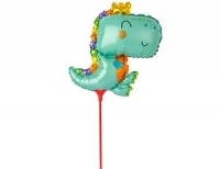 Мини фигура Динозаврик в короне на палочке - Многошароff: товары для праздника и воздушные шары оптом