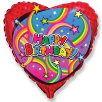 Фигура 18" Сердце С днем рождения звезды  - Многошароff: товары для праздника и воздушные шары оптом