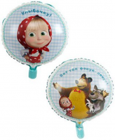 Фигура 18" Круг Маша и Медведь ВЗ - Многошароff: товары для праздника и воздушные шары оптом