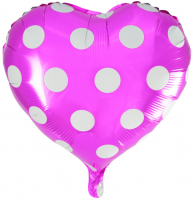Фигура 18" Сердце Белые точки, Фуксия - Многошароff: товары для праздника и воздушные шары оптом