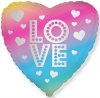 Фигура 18" Сердце LOVE, нежная радуга FM - Многошароff: товары для праздника и воздушные шары оптом