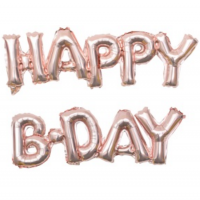 Фигура буквы HAPPY B-DAY розовое золото - Многошароff: товары для праздника и воздушные шары оптом