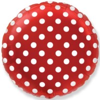 Фольгированный 18" Круг Точки, красный FM - Многошароff: товары для праздника и воздушные шары оптом
