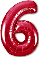 Фольгированный шар 40 Цифра 6 Красный Agura - Многошароff: товары для праздника и воздушные шары оптом