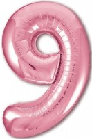 Фольгированный шар 40" Цифра 9 Slim розовый Ag - Многошароff: товары для праздника и воздушные шары оптом
