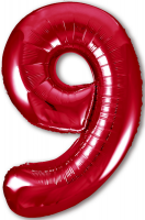Фольгированный шар 40" Цифра 9 Красный Agura - Многошароff: товары для праздника и воздушные шары оптом