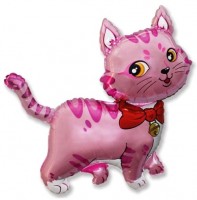 Мини фигура Кошечка с бантом розовая 902707 - Многошароff: товары для праздника и воздушные шары оптом