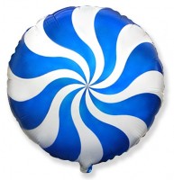 Фольгированный Круг 18" Леденец, синий  - Многошароff: товары для праздника и воздушные шары оптом