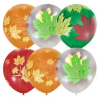 Воздушные шары Осенние листья с 5ст рис 12" декоратор LO - Многошароff: товары для праздника и воздушные шары оптом