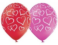 Воздушные шары Сердца мелом с 5ст рис 14" пастель Б - Многошароff: товары для праздника и воздушные шары оптом