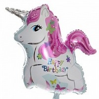 Фигура Милый единорог, С Днем Рождения, Розовый - Многошароff: товары для праздника и воздушные шары оптом