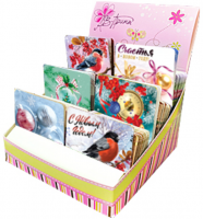 Мини открытки НГ в коробке Ав-П - Многошароff: товары для праздника и воздушные шары оптом