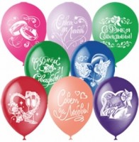 Воздушные шары Свадебная тематика 12" паст+декор М - Многошароff: товары для праздника и воздушные шары оптом