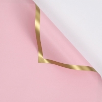 Пленка матовая в листах 58*58см,Розовый, с золотой каймой  - Многошароff: товары для праздника и воздушные шары оптом