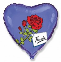 Фигура 18" Сердце Роза на синем Thanks 201566 - Многошароff: товары для праздника и воздушные шары оптом