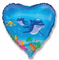 Фигура 18" Сердце Дельфины с кувшином 201633 - Многошароff: товары для праздника и воздушные шары оптом